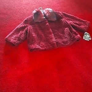 Red Terry Lewis Faux Fur Jacket